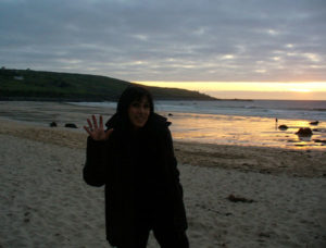 Anna Chen on Porthmeor Beach at sunset Photo Charles Shaar Murray