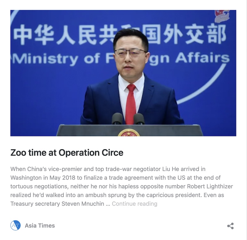 How the Wolf Warrior was invented: Zoo Time at Operation Circe - Anna Chen in Asia Times. Orwell Prize for Journalism entry 2024
