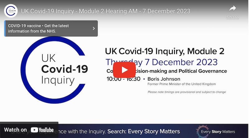 Boris Johnson Day 2 at the Covid Inquiry - Thursday 7 December 2023