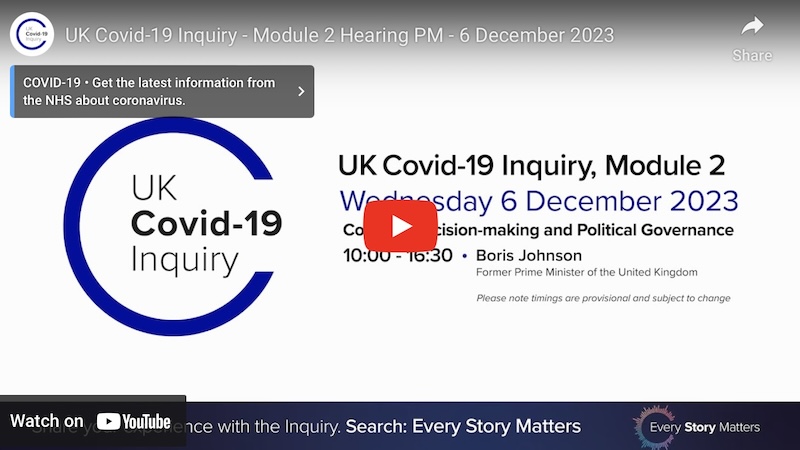 Boris Johnson Covid Inquiry 6 December 2023